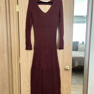Free People Burgundy Long Sleeve Dress